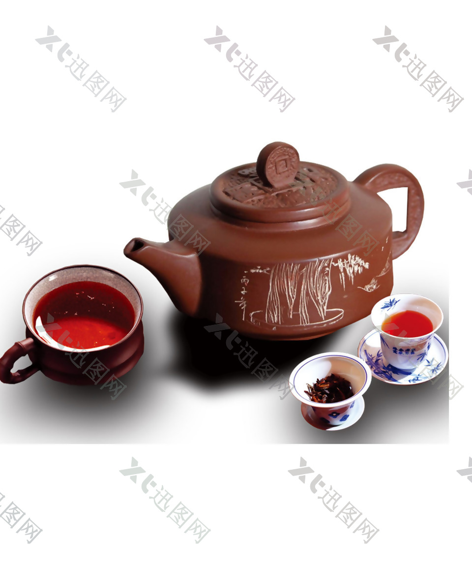 紫砂壶茶杯红茶元素
