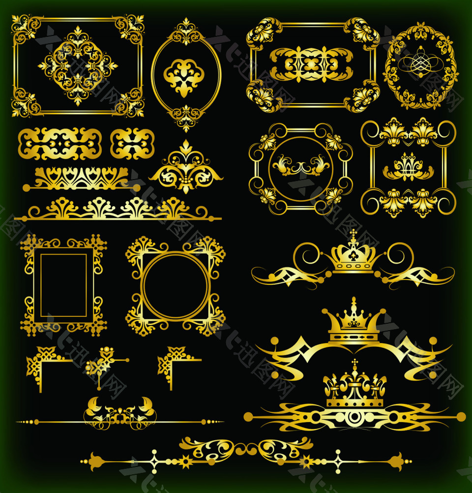 奢华复古皇冠装饰品网页设计标签