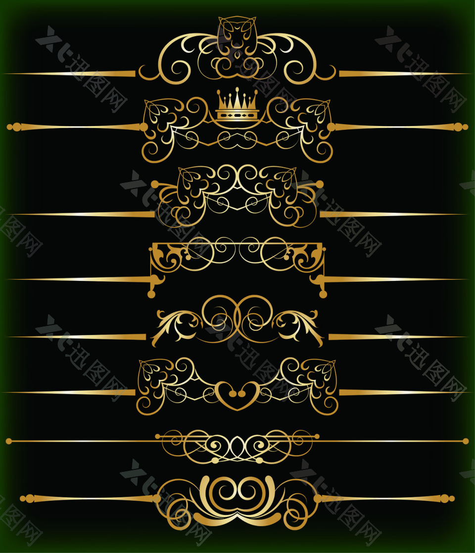 宫廷风复古皇冠线条设计标签