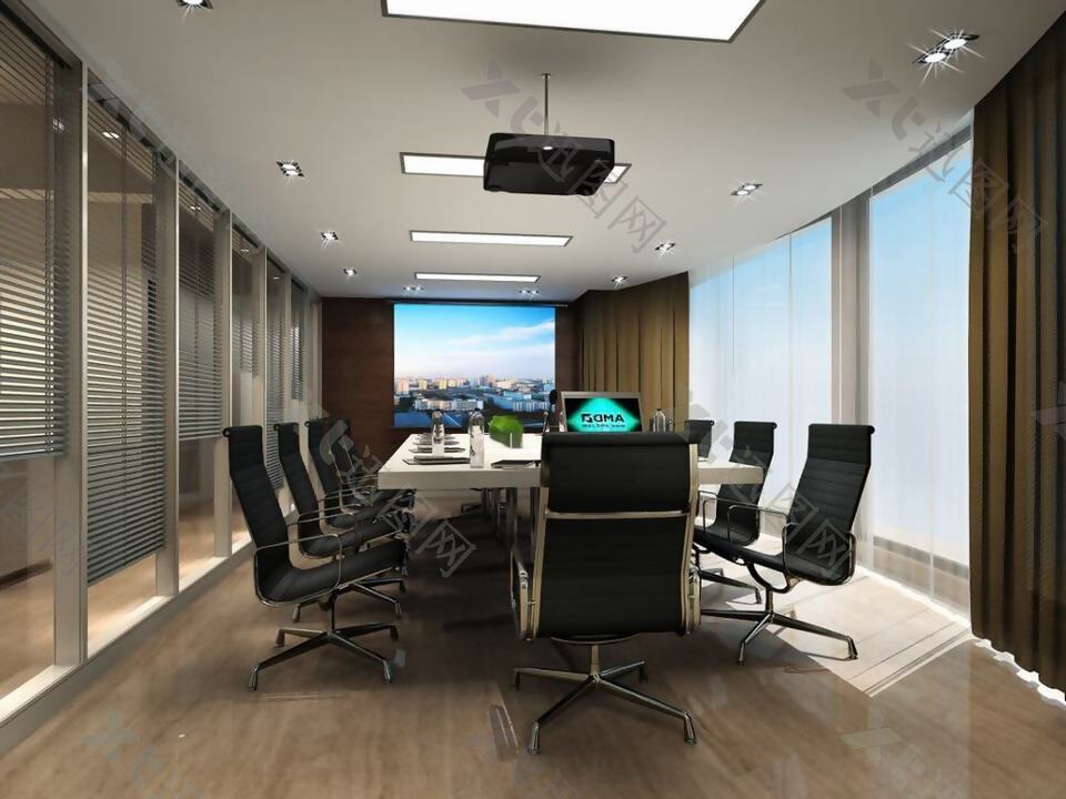 简约办公空间会议室效果图设计