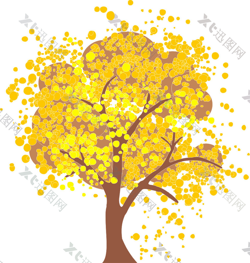 秋季金色树木元素