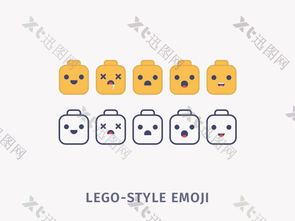 乐高样式Emoji表情sketch素材