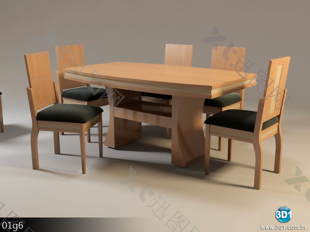 方形餐桌模型
