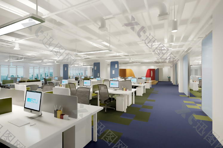 豪华办公室空间3D模型效果图