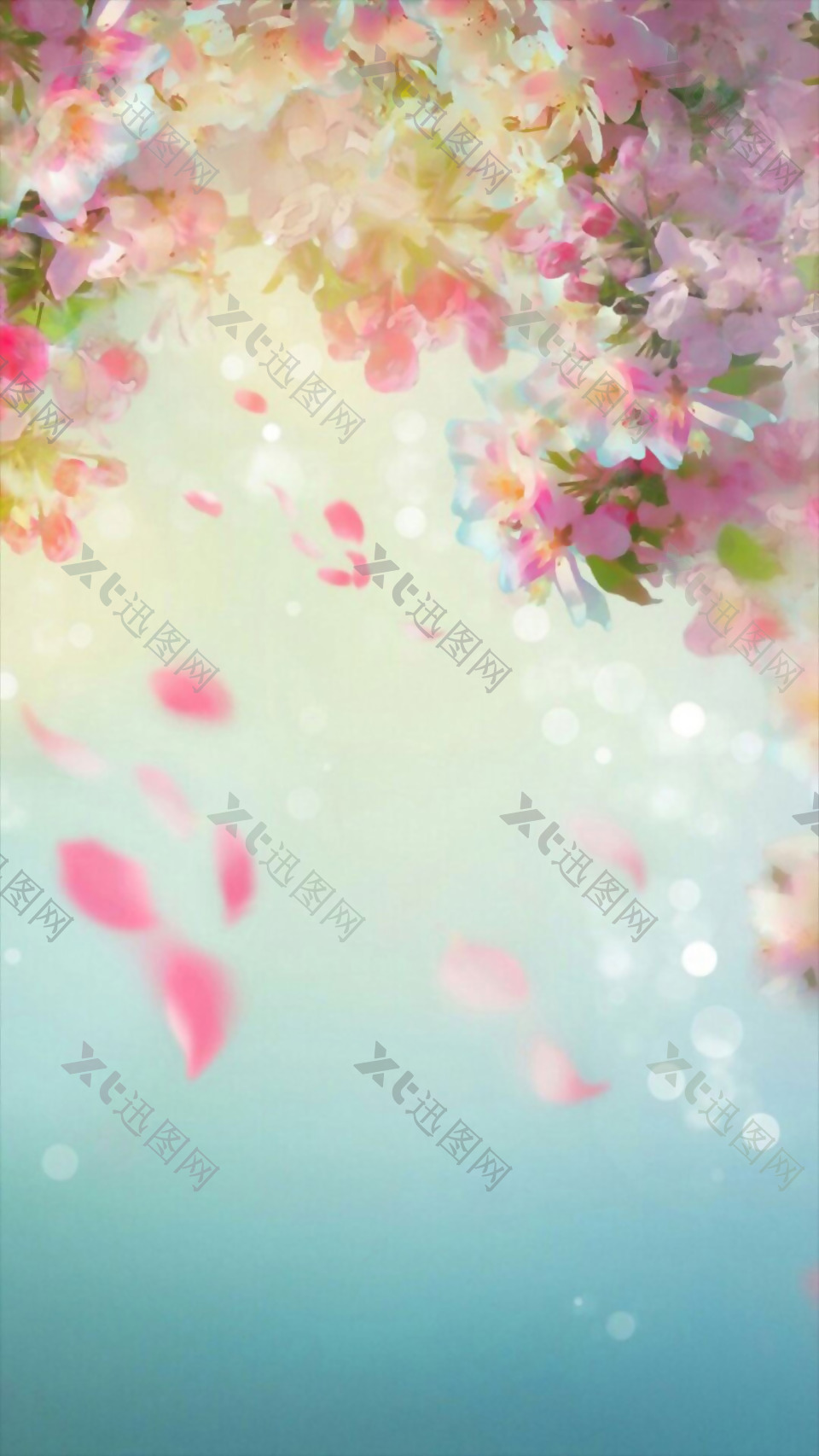 梦幻彩色花朵H5背景素材