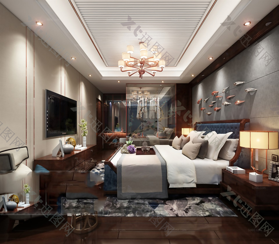 个性卧室空间模型3d渲染图