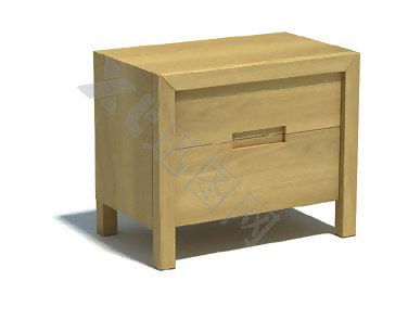 小型木质床头柜模型