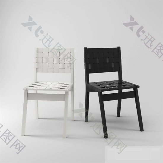 黑白宽带编织椅模型