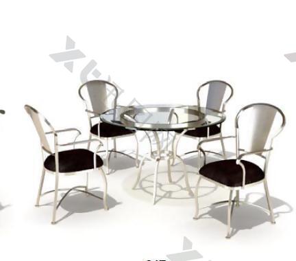 铁艺餐桌餐椅组合3d模型
