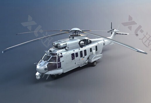 银白色直升飞机模型素材