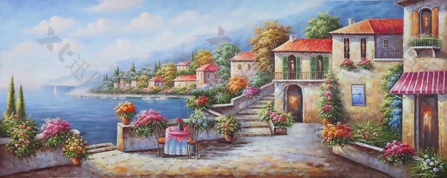 欧洲欧式别墅油画背景墙