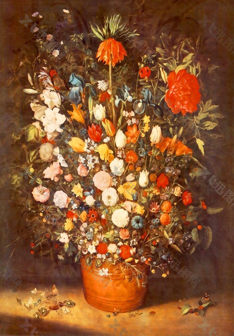 欧式花朵油画背景墙素材图片