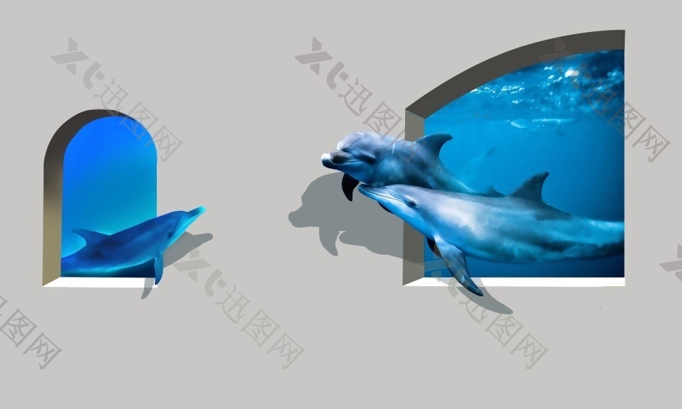 海豚3D时尚背景墙