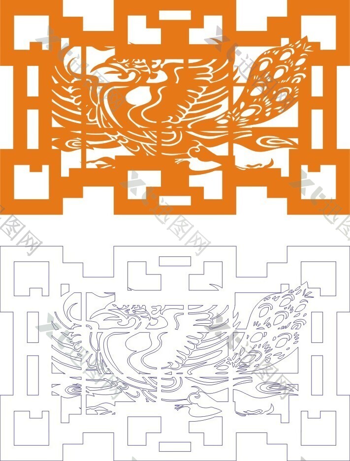 祥龙中式木雕镂空图