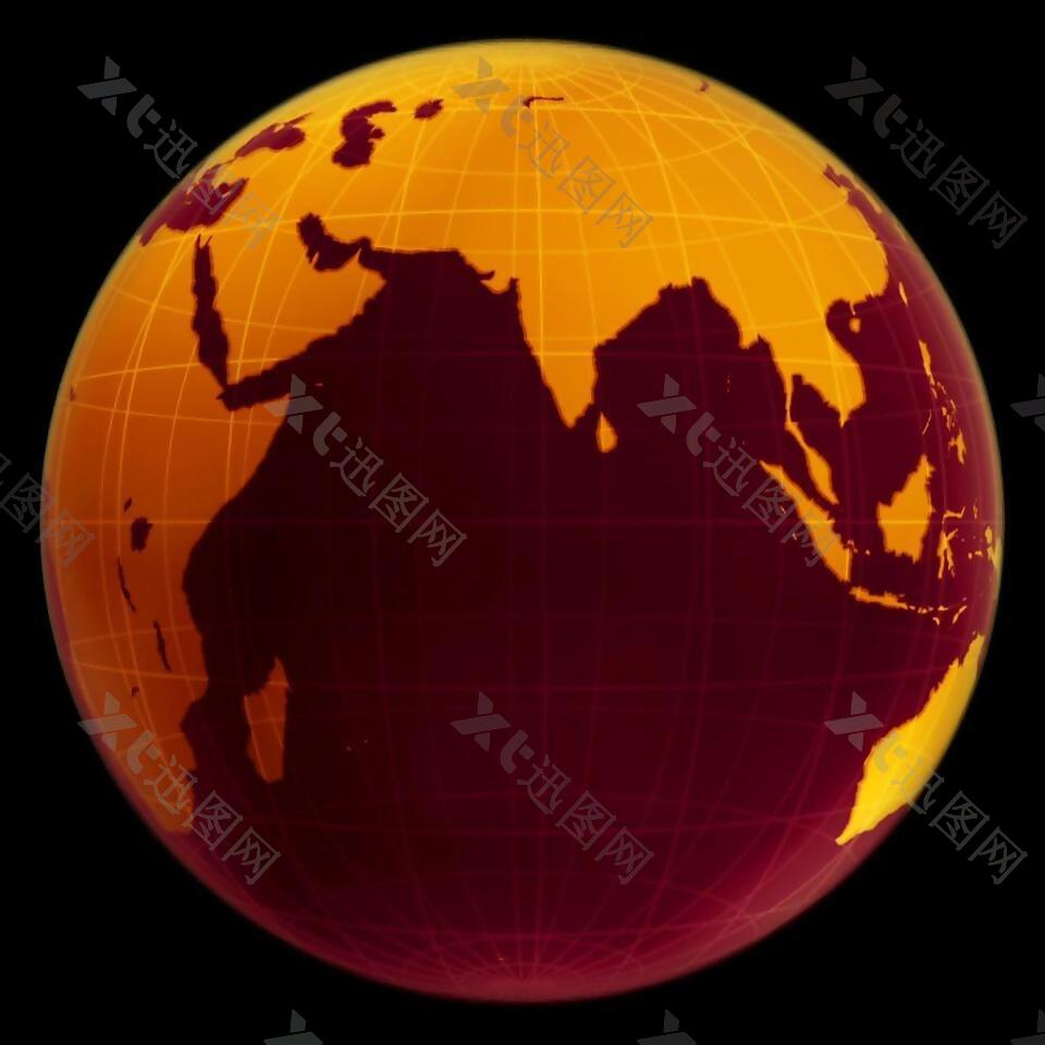 橙色带经纬线的地球运动视频素材