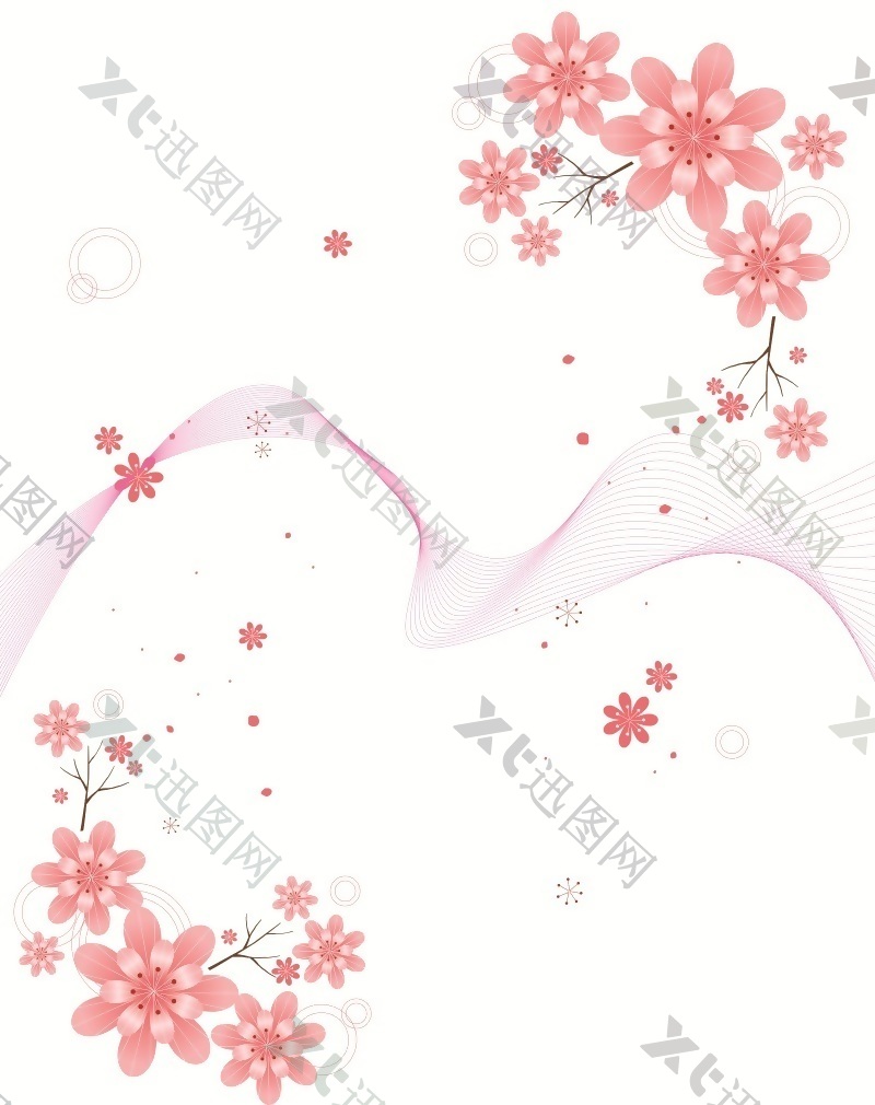 粉色丝带花朵移门创意画