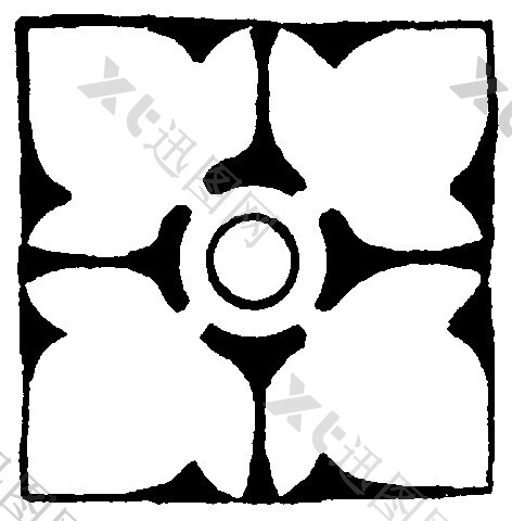 中式图案花边花砖黑白图