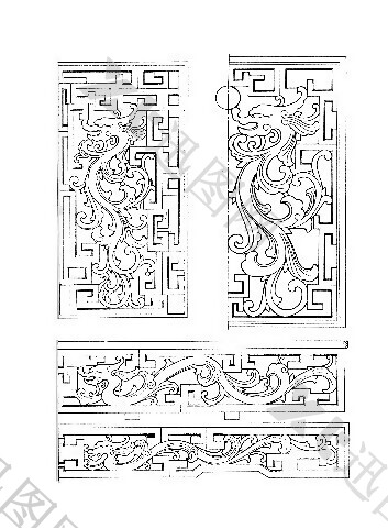 中式龙纹木家具建筑分层图