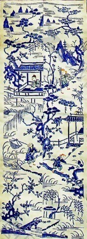 中式元素布纹贴图青花瓷