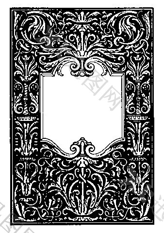 欧式古典花纹边框黑白图