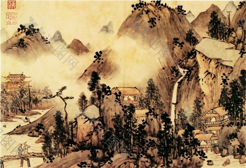 山水名画背景墙