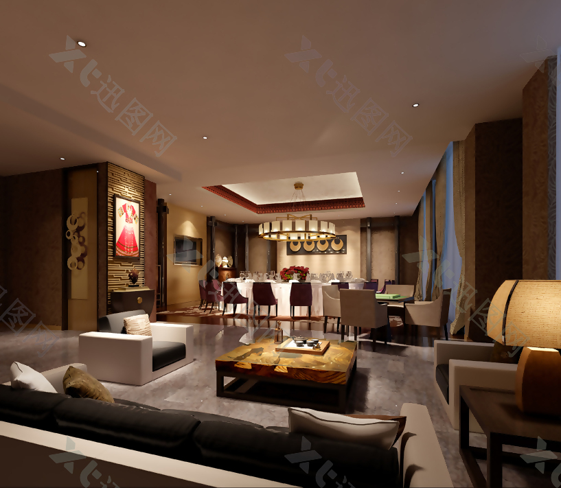 大型商业酒店3d渲染效果图
