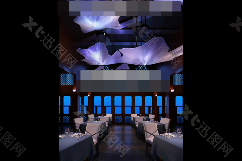 3D渲染酒店餐厅模型下载