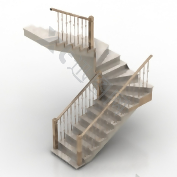 三维模型的楼梯扶手