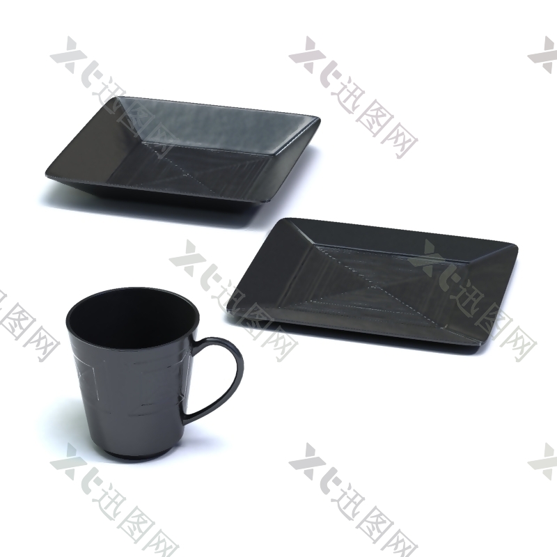 餐具茶杯3d模型素材下载