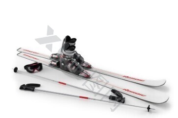 白色红字滑雪器材模型素材