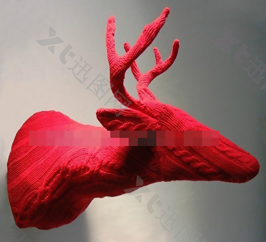 3D渲染现代鹿头装饰效果图