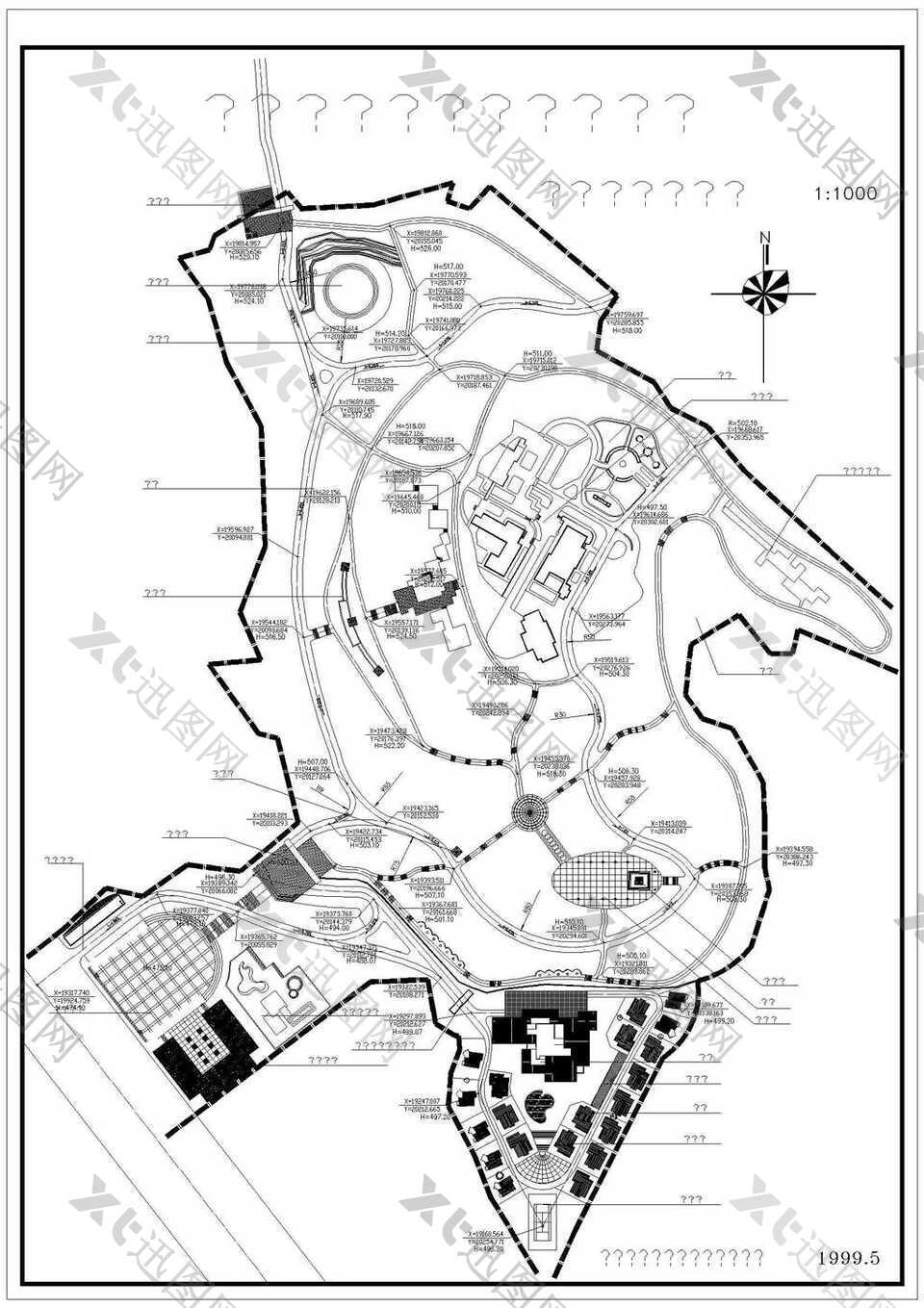 西山公园西区施工道路竖向规划图下载