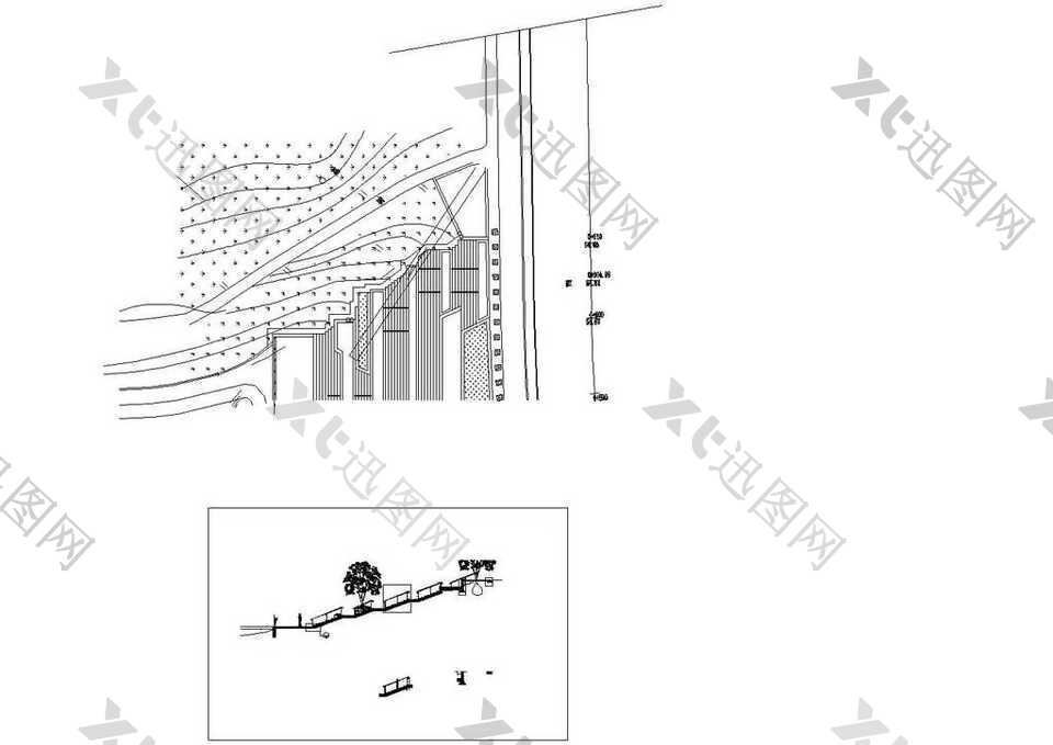 公园景观设计38东入口剖面二CAD图纸