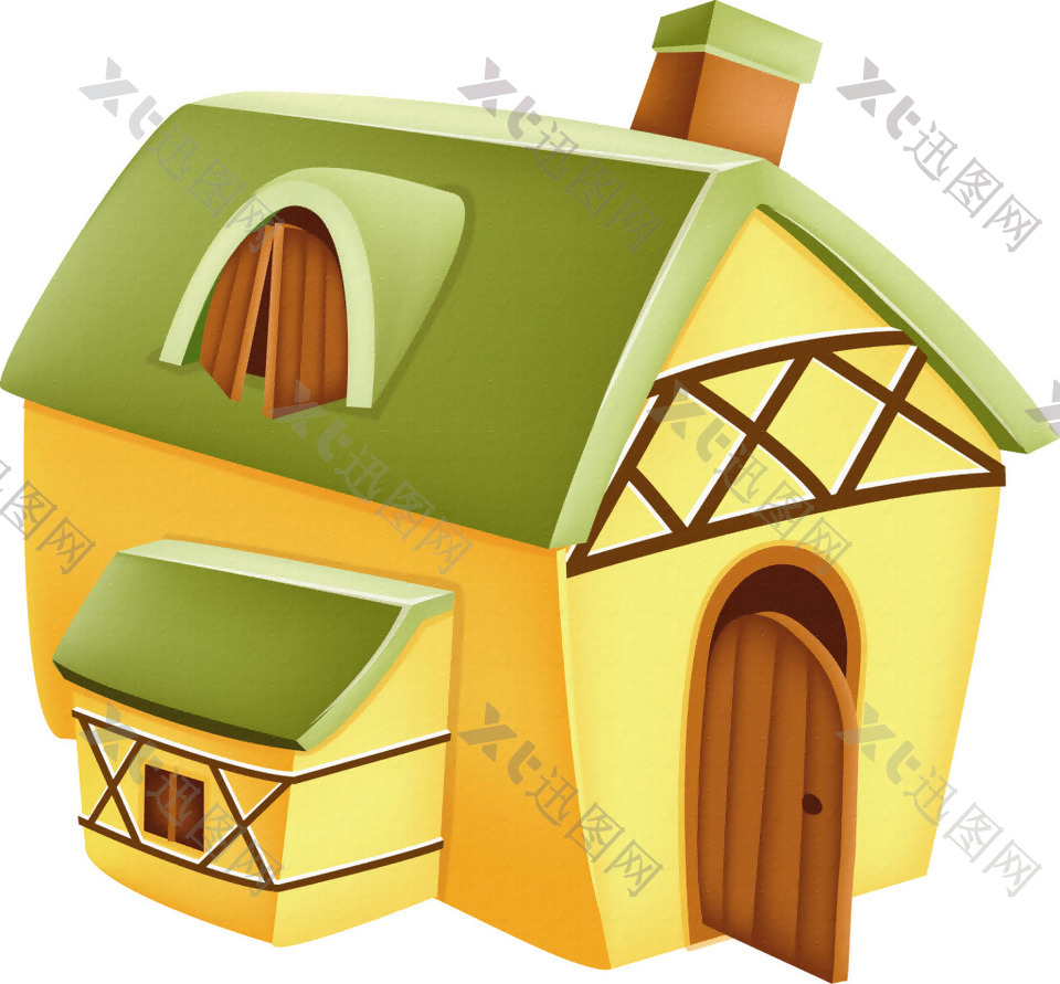 卡通黄色小房子元素