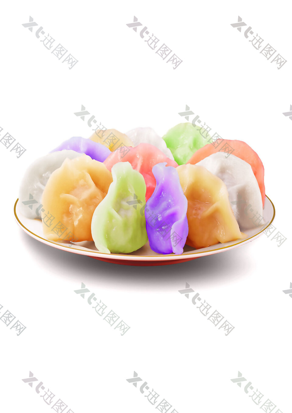 马卡龙彩色水饺元素