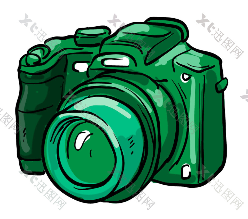 绿色卡通照相机素材图片