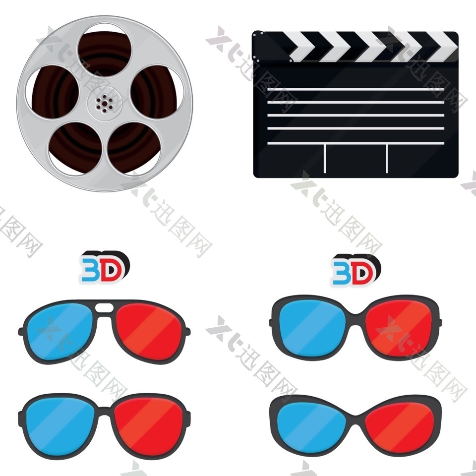 3D眼镜电影矢量素材
