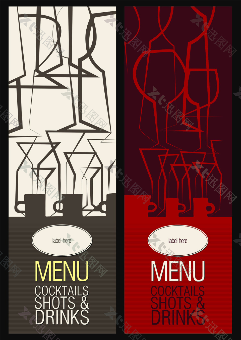 西餐馆食物饮料菜单设计矢量素材