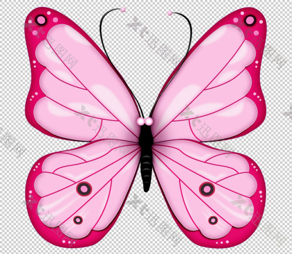 粉红色蝴蝶免抠png透明图层素材
