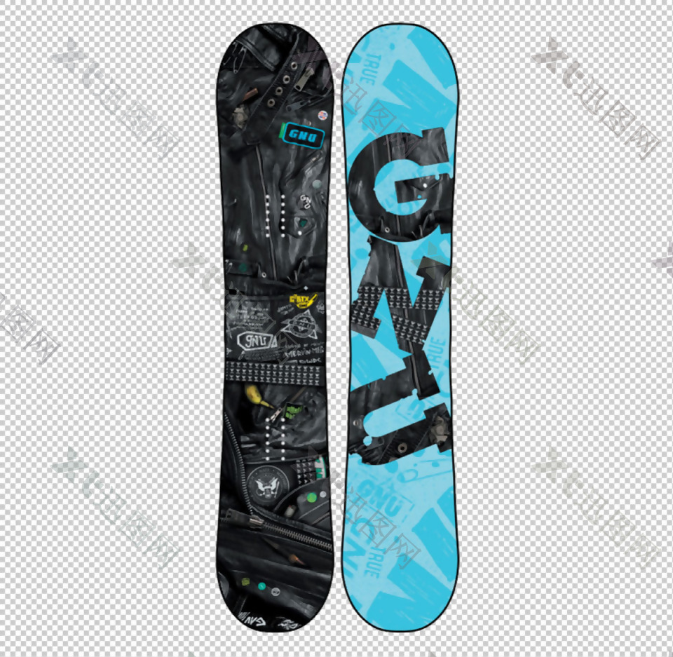 创意蓝色的滑雪板免抠png透明图层素材