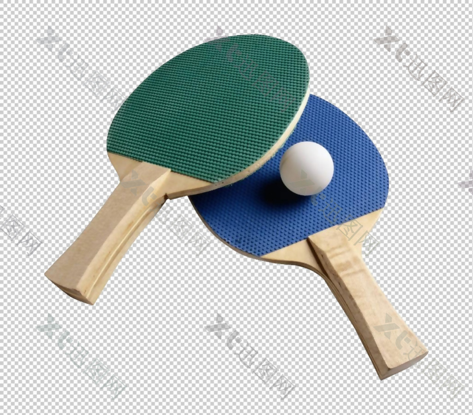 蓝色绿色乒乓球拍免抠png透明图层素材