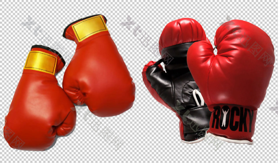 两种红色拳击手套免抠png透明图层素材