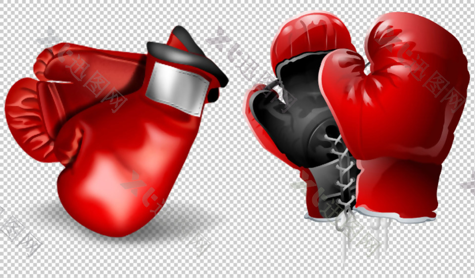 一对红色拳击手套免抠png透明图层素材