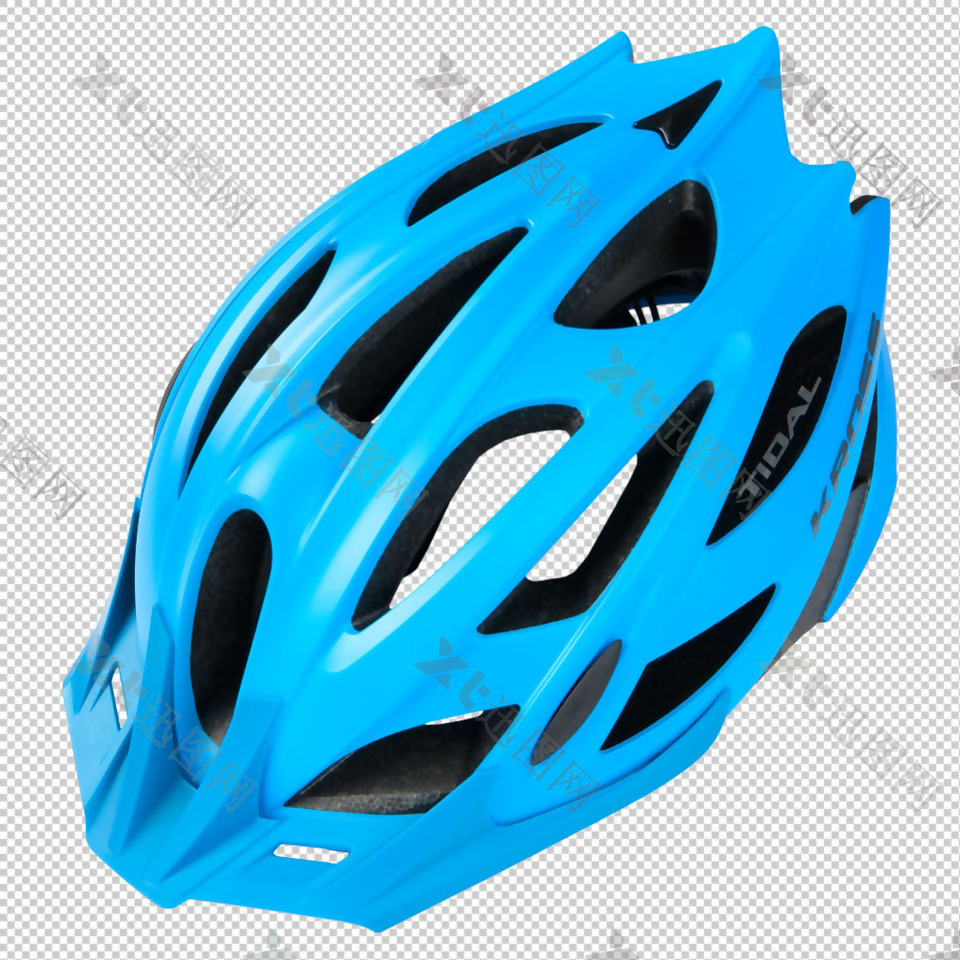 蓝色漂亮自行车头盔免抠png透明图层素材