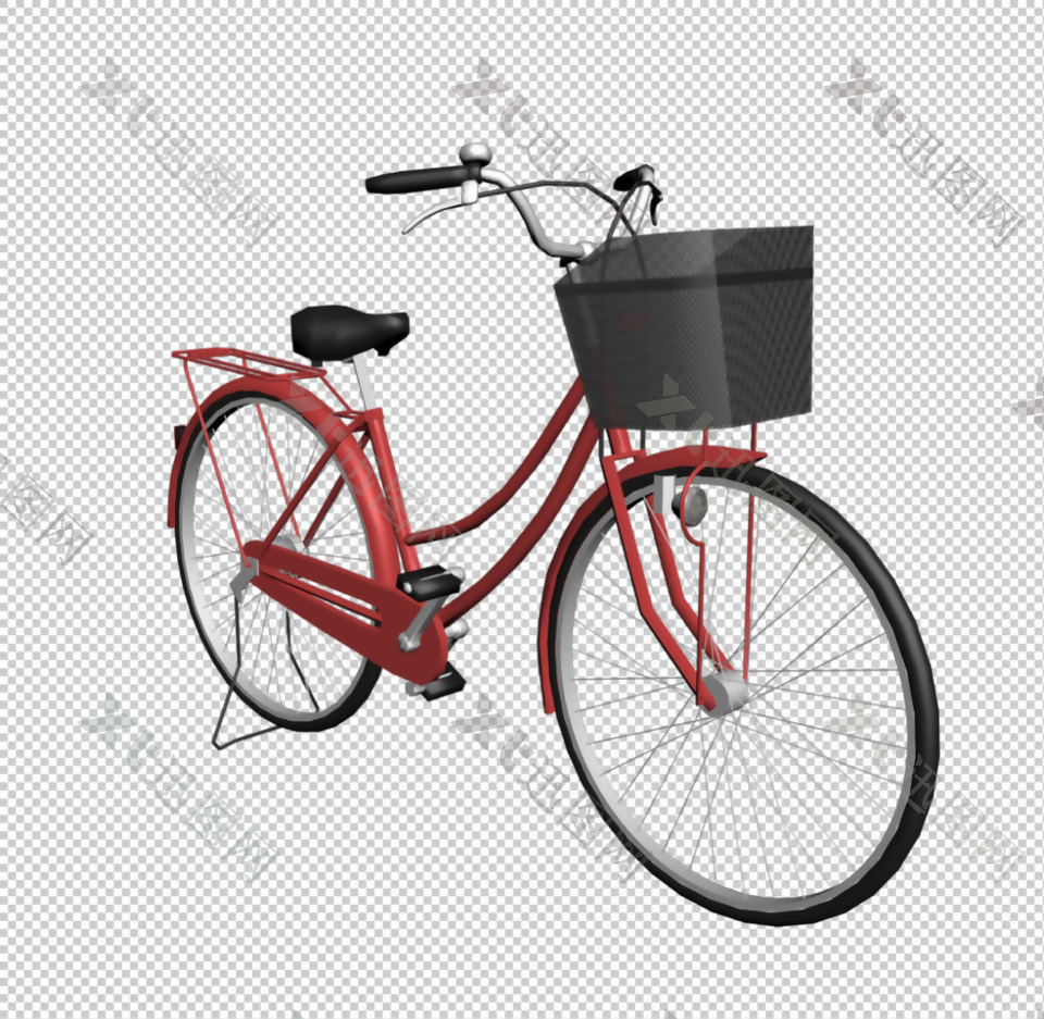红色自行车免抠png透明图层素材
