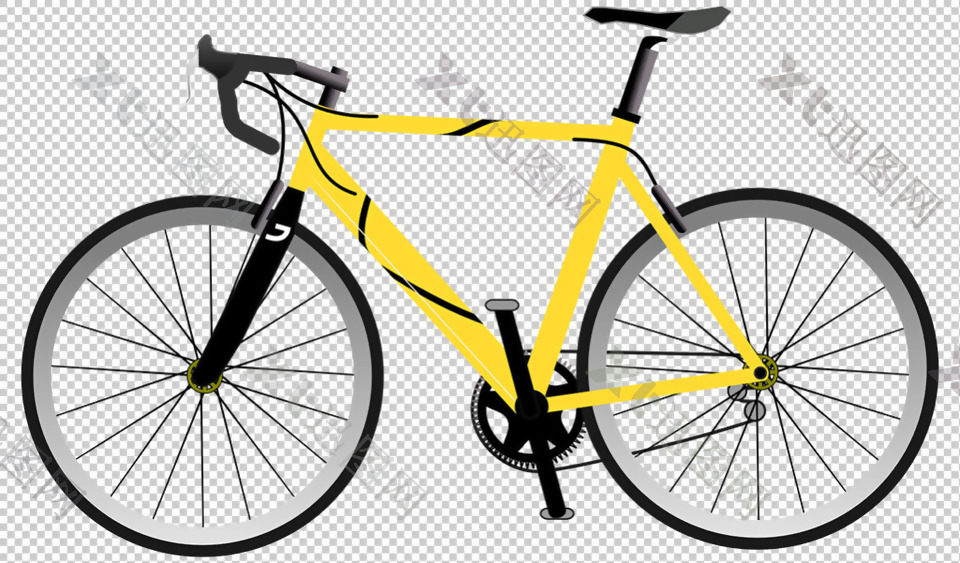 黄色自行车免抠png透明图层素材