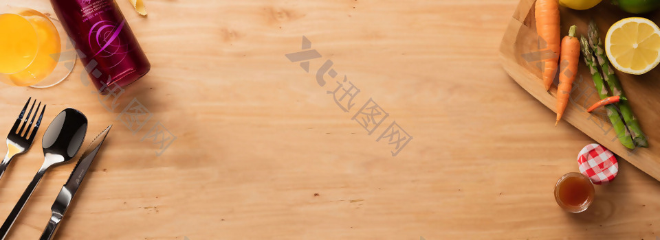 中式木地板餐具淘宝全屏banner背景