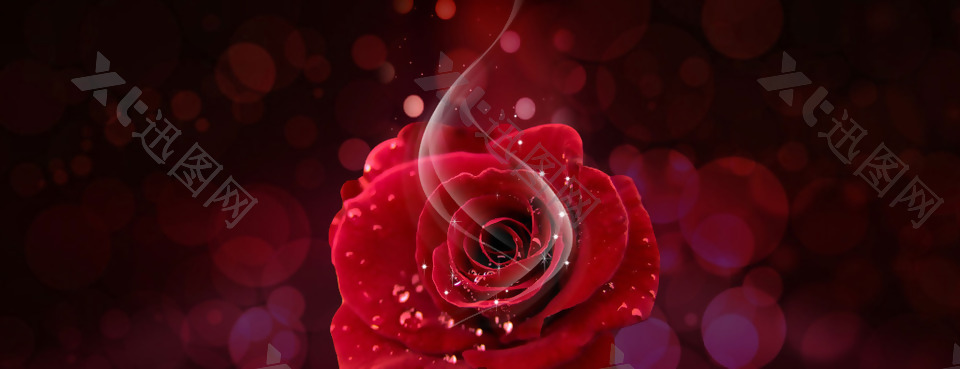 红色浪漫玫瑰花朵淘宝全屏banner背景