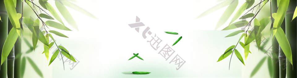 绿色竹叶banner背景