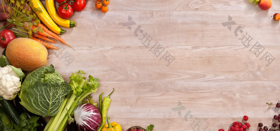 中式地板蔬菜水果淘宝全屏banner背景